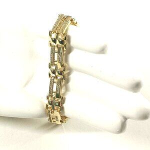 Women's Link Bracelet Crystal Stainless Steel Gold One Size